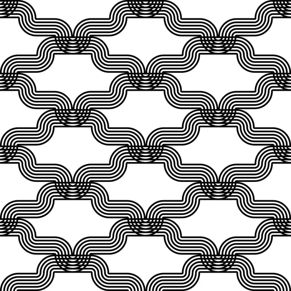 Design Nahtloses Monochromes Wellenmuster Abstrakter Hintergrund Vektorkunst Kein Gefälle — Stockvektor