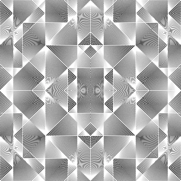 Ontwerp Naadloze Monochroom Geometrische Patroon Abstract Illusie Achtergrond Vector Kunst — Stockvector