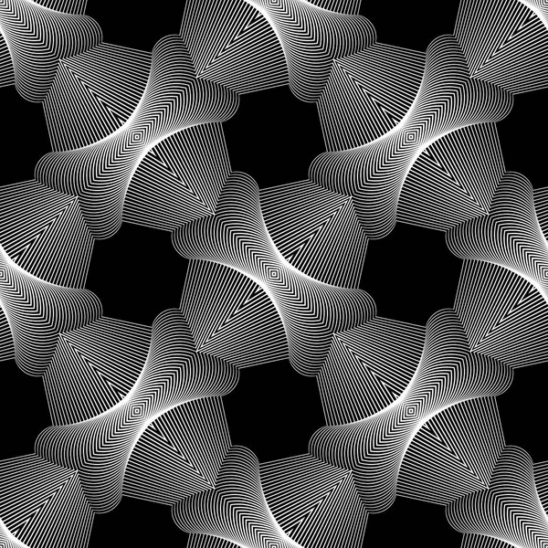 Desain Tak Berjahit Monokrom Pola Dekoratif Garis Abstrak Latar Belakang - Stok Vektor