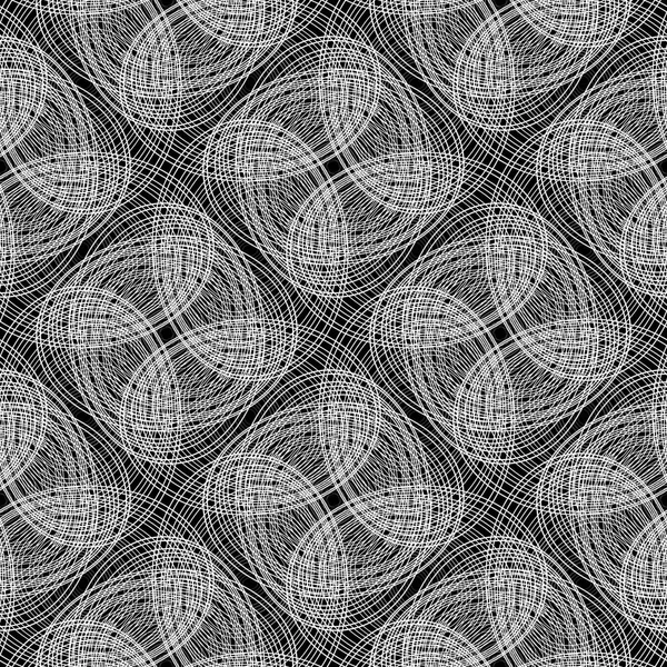 Design Nahtloses Monochromes Spitzenmuster Abstrakte Linien Strukturierten Hintergrund Vektorkunst Kein — Stockvektor
