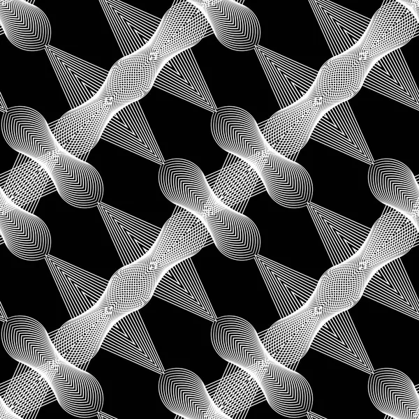 Desain Pola Kisi Monokrom Mulus Garis Abstrak Latar Belakang Bertekstur - Stok Vektor