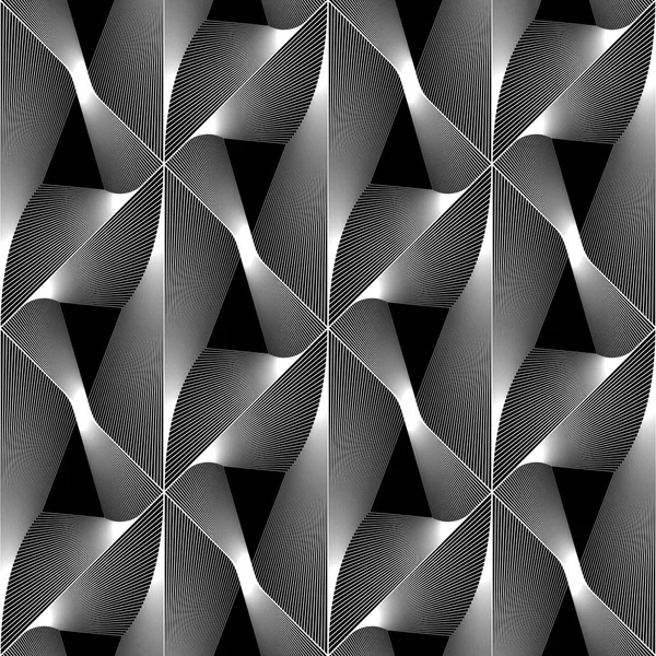 シームレスな白黒三角のデザイン パターン 抽象的な線はテクスチャ背景です ベクター アートです グラデーションなし — ストックベクタ