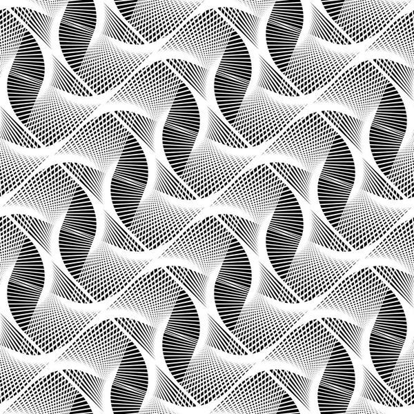 Design Seamless Monochrome Waving Pattern Abstract Lines Textured Background Vector — Stock Vector