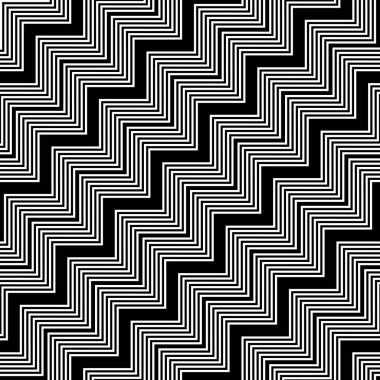 Kusursuz monokrom zigzag deseni tasarla. Soyut çizgili arka plan. Vektör sanatı