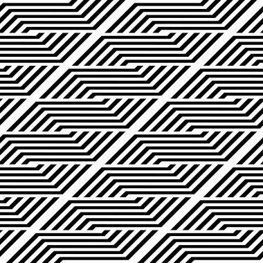 Kusursuz monokrom zigzag deseni tasarla. Soyut çizgili arka plan. Vektör sanatı