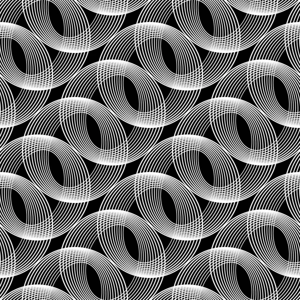 Design Nahtloses Monochromes Ellipsenmuster Abstrakte Linien Strukturierten Hintergrund Vektorkunst Kein — Stockvektor