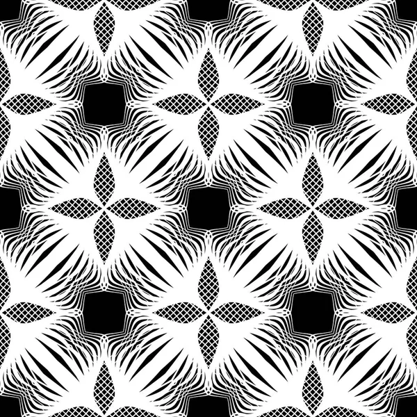 Design Nahtlose Monochrome Blumenmuster Abstrakte Linien Strukturierten Hintergrund Vektorkunst Kein — Stockvektor