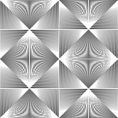 Tasarım Dikişsiz tek renkli geometrik desen. Soyut yanılsama arka plan. Vektör sanat. Hiçbir gradyan