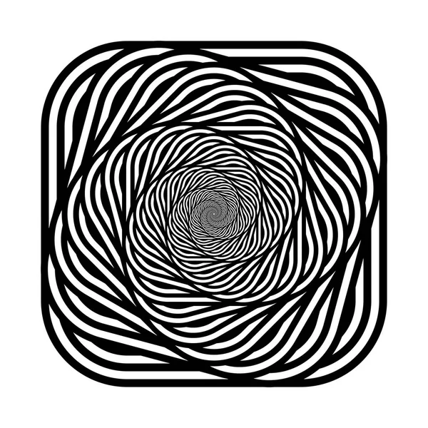 Design Monocromatico Spirale Movimento Illusione Sfondo Sfondo Astratto Distorsione Illustrazione — Vettoriale Stock