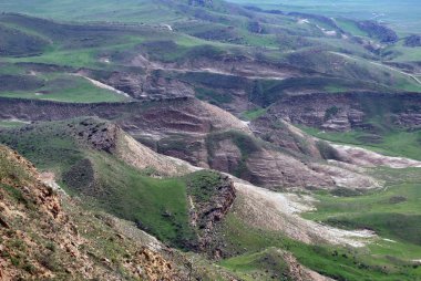 David Gareja Manastırı, Georgia yakınındaki Kafkas Dağları Panoraması