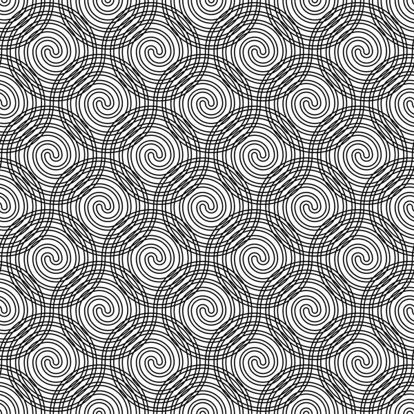 Diseño Patrón Espiral Sin Costuras Fondo Monocromo Abstracto Arte Vectorial — Vector de stock