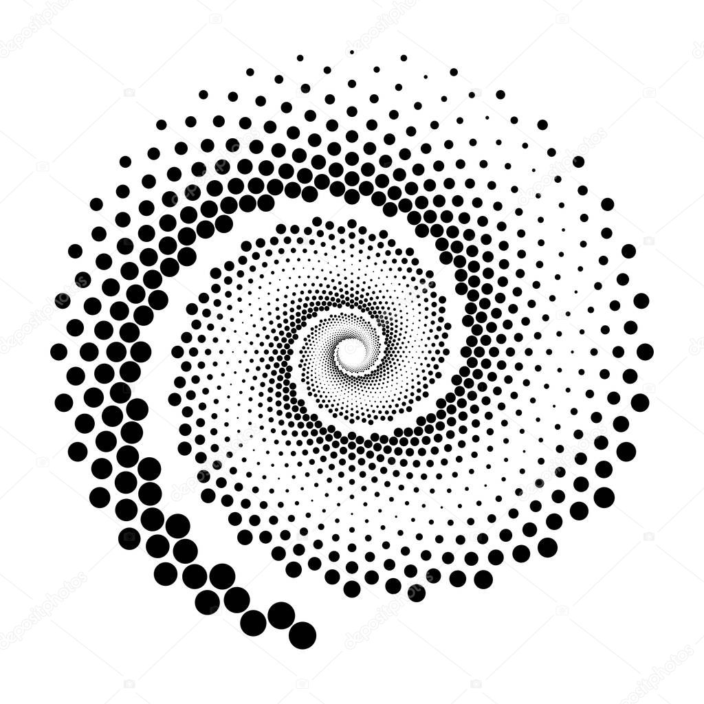 Design spiral dots backdrop. Abstract monochrome background. Vector-art illustration. No gradient