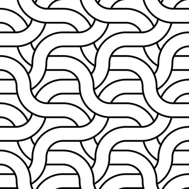 Kusursuz monokrom zigzag deseni tasarla. Soyut iç içe geçmiş. Vektör sanatı