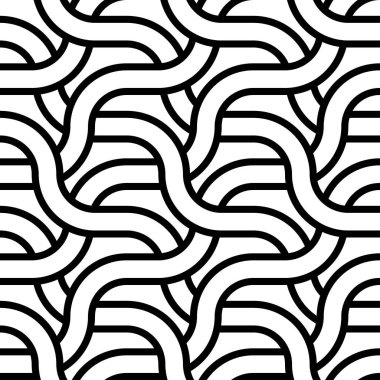 Kusursuz monokrom zigzag deseni tasarla. Soyut iç içe geçmiş. Vektör sanatı