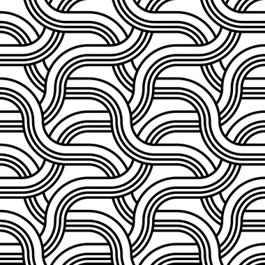 Kusursuz monokrom zigzag deseni tasarla. Soyut iç içe geçmiş. Vektör sanatı