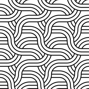 Kusursuz monokrom zigzag deseni tasarla. Soyut iç içe geçmiş. Vektör sanatı