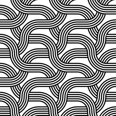 Kusursuz monokrom zigzag deseni tasarla. Soyut iç içe geçmiş. Vektör sanatı
