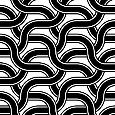 Kusursuz monokrom zigzag deseni tasarla. Soyut iç içe geçmiş. Vektör sanatı