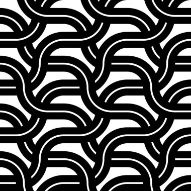 Kusursuz monokrom zigzag deseni tasarla. Soyut iç içe geçmiş. Vektör sanatı