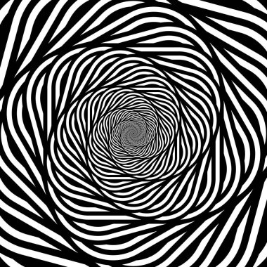 Tek renkli sarmal hareket yanılsama arka plan tasarım. Soyut bozulma zemin. Vektör sanat illüstrasyon