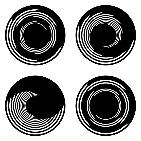 Set Design Monokróm Spirális Mozgás Illúzió Ikonok Absztrakt Design Elemek — Stock Vector