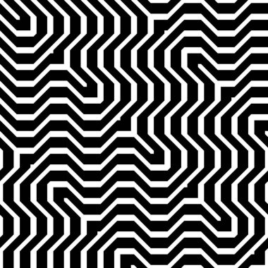 Kusursuz monokrom zigzag deseni tasarla. Soyut çizgili arka plan. Vektör sanatı