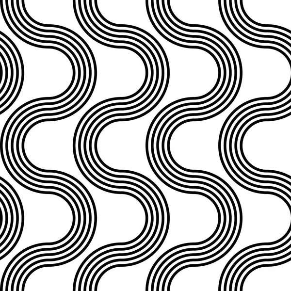 Ontwerp Naadloos Monochroom Zigzagpatroon Abstract Met Elkaar Verweven Achtergrond Vectorkunst — Stockvector