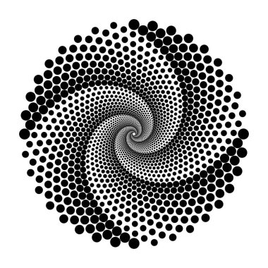 Arkaplanda spiral noktalar tasarla. Soyut tek renkli arkaplan. Vektör-sanat çizimi. Eğim yok