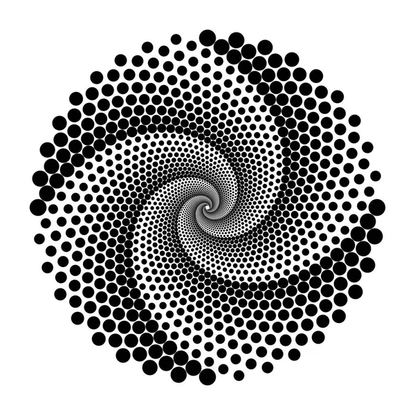 Escenario Puntos Espiral Diseño Fondo Monocromo Abstracto Ilustración Arte Vectorial — Archivo Imágenes Vectoriales