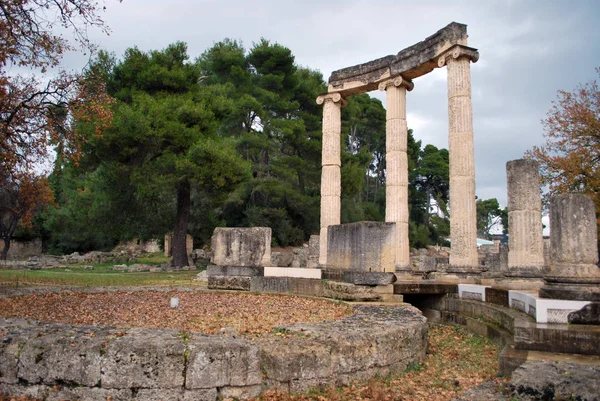 The ancient temple of Philippeion in Olympia, Greece