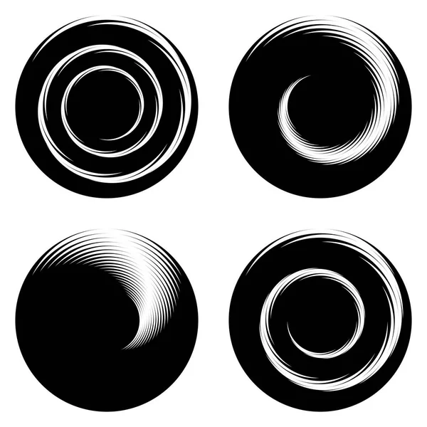 Conjunto Iconos Ilusión Movimiento Espiral Monocromo Diseño Elementos Abstractos Diseño — Vector de stock