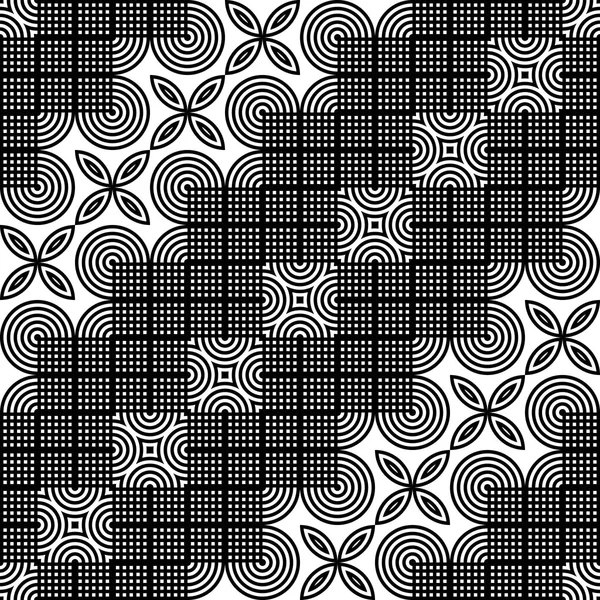 Diseño Inconsútil Patrón Decorativo Monocromo Fondo Geométrico Abstracto Arte Vectorial — Archivo Imágenes Vectoriales