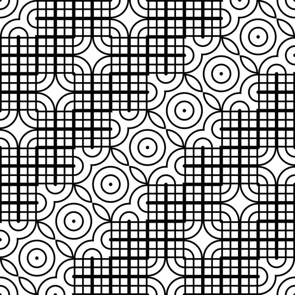 Design Seamless Monochrome Decorative Pattern Abstract Geometric Background Vector Art — Stock Vector