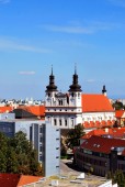 Panoramatický pohled Trnava historické centrum s svatého Jana Křtitele katedrála, Slovensko