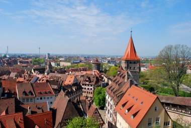 Nuernberg Old City, Bavyera, Almanya'nın panorama görünüm