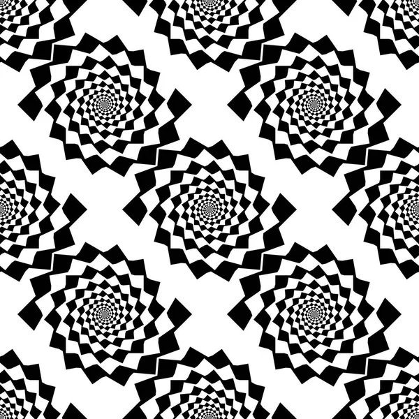 Design Seamless Monochrome Spiral Movement Illusion Background Abstract Design Backgroung — Stock Vector