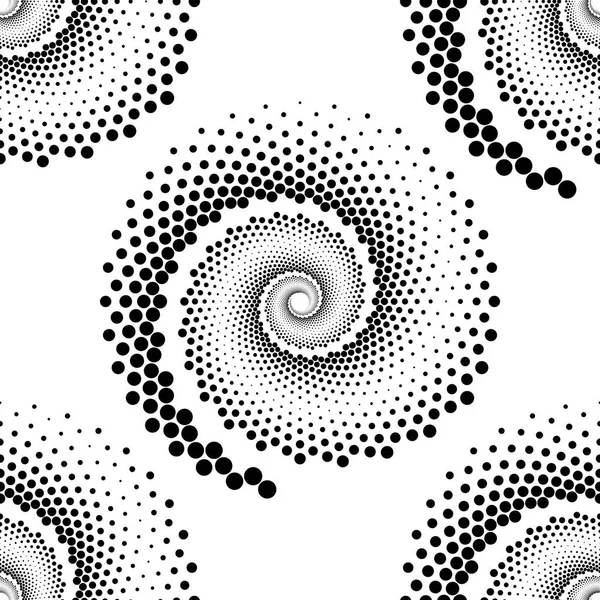 Design Seamless Spiral Dots Backdrop Abstract Monochrome Background Vector Art — Stock Vector