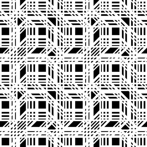 Naadloze Monochroom Geometrische Ontwerppatroon Abstracte Lijnen Getextureerde Achtergrond Vector Kunst — Stockvector