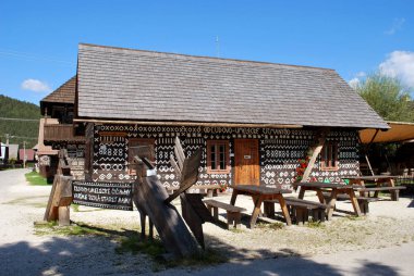 Cicmany, Slovakia - September 10, 2018: Old wooden house in village Cicmany clipart