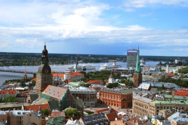 Riga, Letonya - 17 Temmuz 2012: Eski histori havadan görünümü