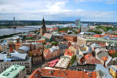 Riga, Letonya - 17 Temmuz 2012: Eski histori havadan görünümü