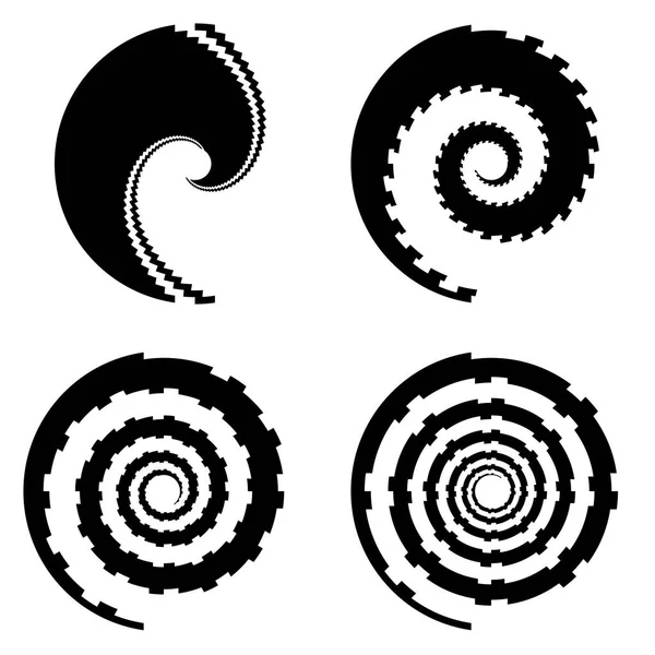 Set of design monochrome spiral movement illusion icons — Stock Vector