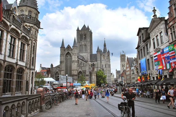 Ghent, East Flanders, Belgium - July 18, 2018: The St. Nicholas' — Stockfoto