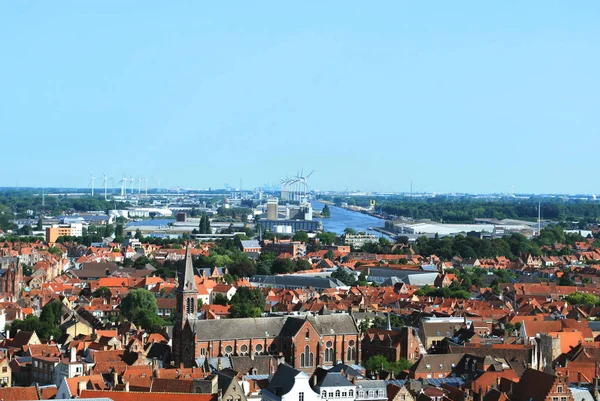 Vista panorámica del centro histórico de Brujas, oeste — Foto de Stock