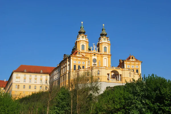 The Melk Abbey in the historical city center in Melk, Lower Aust Stock Picture