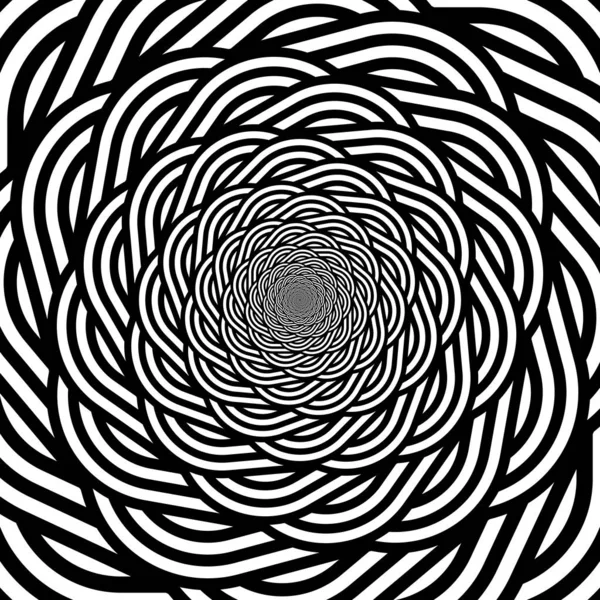 Conception monochrome spirale mouvement illusion fond — Image vectorielle