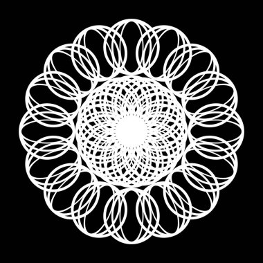 Monokrom dekoratif daire elementi tasarla. Soyut ızgara arkaplanı. Vektör sanatı illüstrasyonu