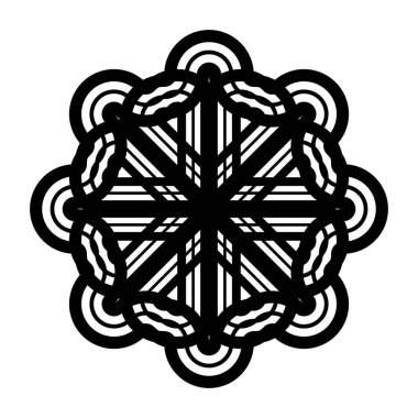 Monokrom dekoratif element tasarla. Soyut çember izole edilmiş arka plan. Vektör sanatı illüstrasyonu