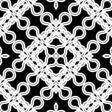 Kusursuz geometrik desen tasarla. Soyut monokrom dantelli arka plan. Vektör sanatı