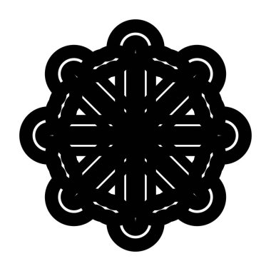 Monokrom dekoratif element tasarla. Soyut çember izole edilmiş arka plan. Vektör sanatı illüstrasyonu